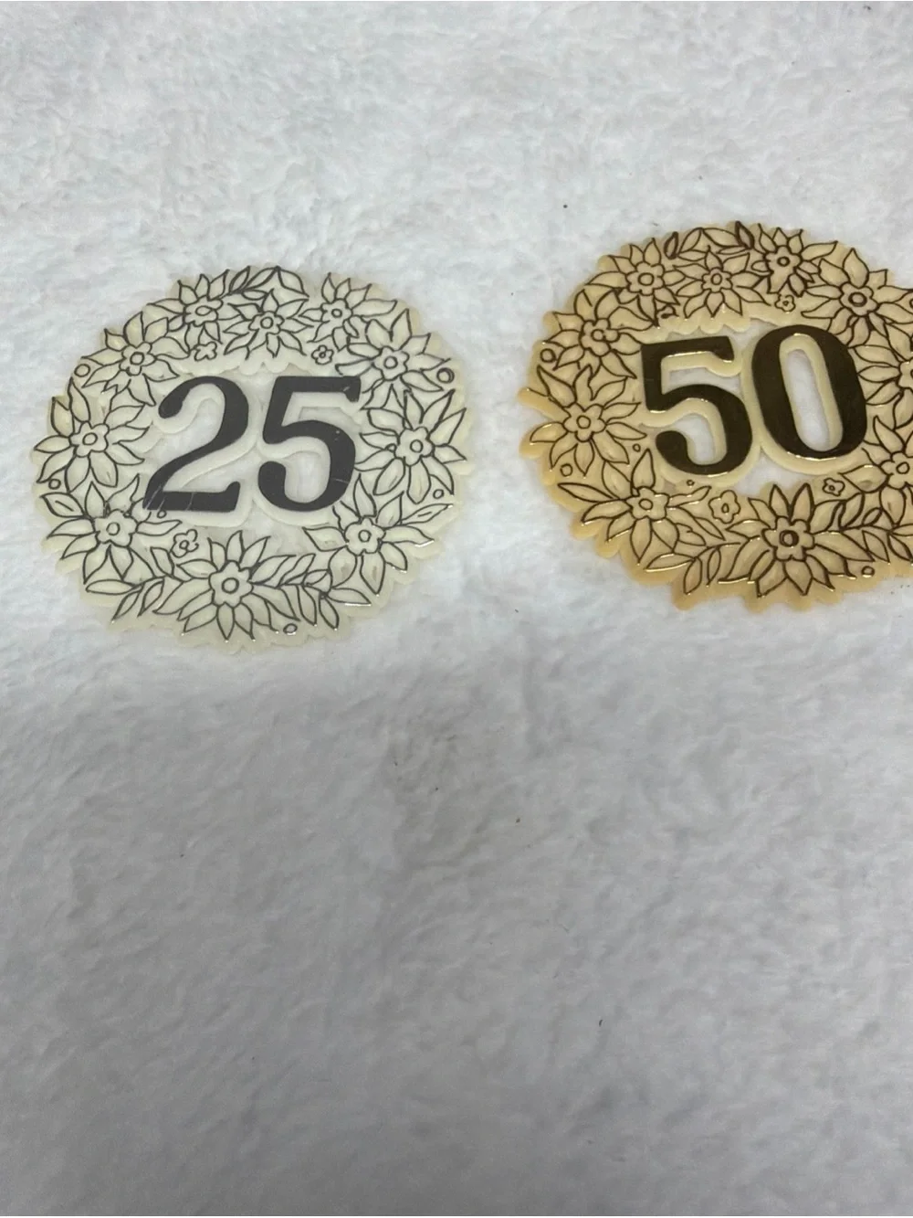 Vintage Cake toppers Numbered Floral - 25 & 50 anniversary picks